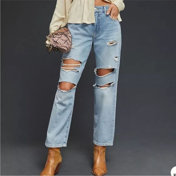Anthropologie Denim - PILCRO | Vintage Crop Jeans Light Blue Wash Distressed Women’s Size 28